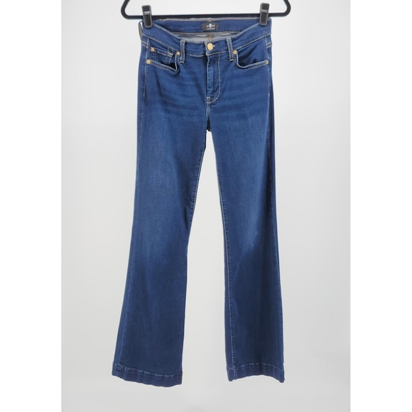 7 For All Mankind Denim - 7 For All Mankind Dojo Flare Jeans Dark Wash Blue Denim Size 28 x 29